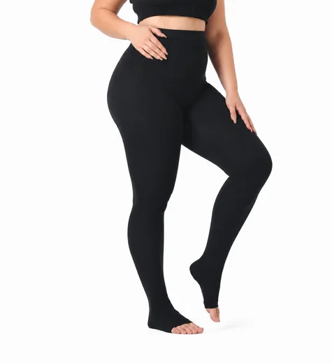 Black open-toe medical compression pantyhose